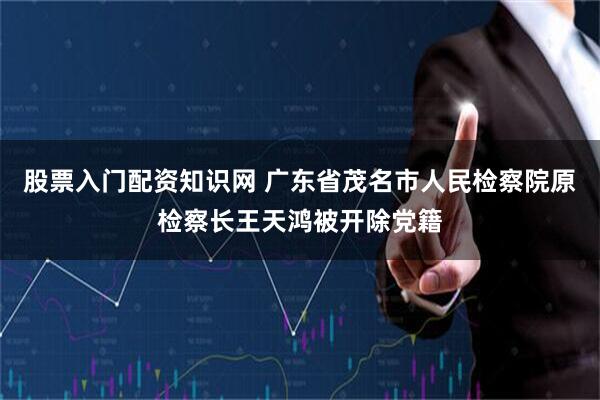 股票入门配资知识网 广东省茂名市人民检察院原检察长王天鸿被开除党籍
